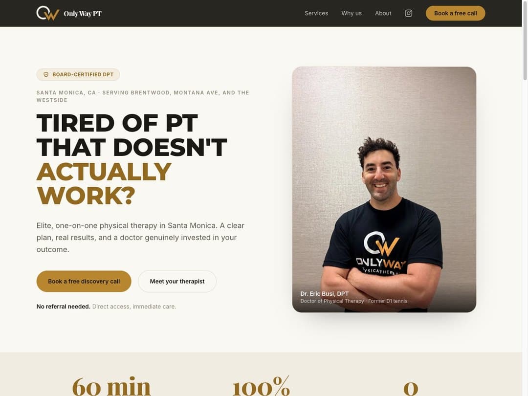 Only Way PT, Elite physical therapy · Santa Monica