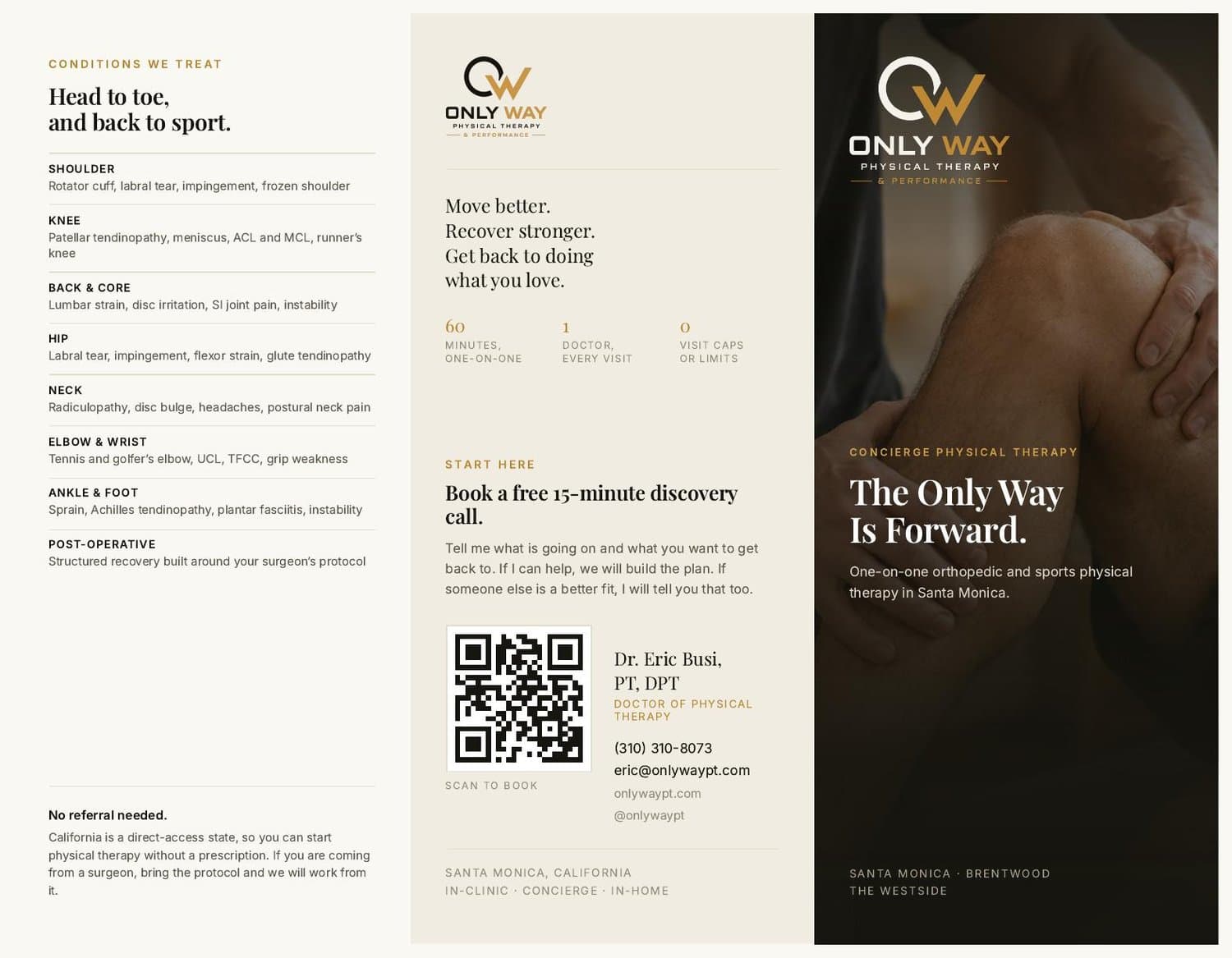 Only Way PT trifold brochure, outside